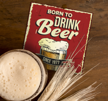 Posavasos cerveza con fecha nacido para beber  - TenVinilo