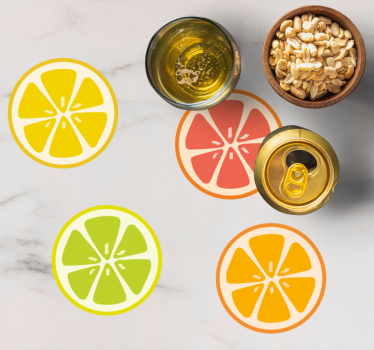 Posavasos cerveza con patrones de rodajas de cítricos - TenVinilo