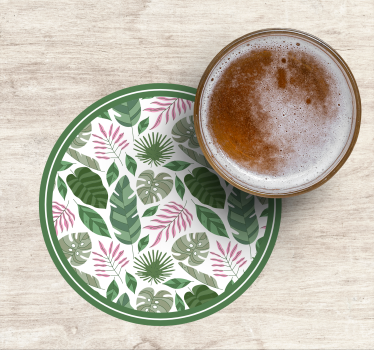Posavasos cerveza concepto hoja tropical - TenVinilo