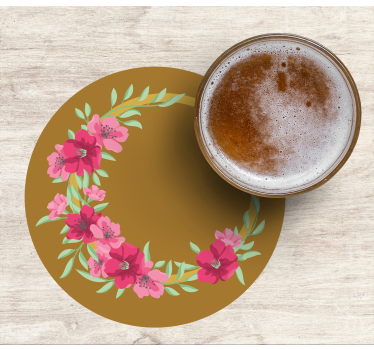 Posavasos cerveza diseño floral circular - TenVinilo