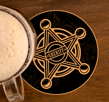 Posavasos cerveza emblema de estrella de sheriff - TenVinilo