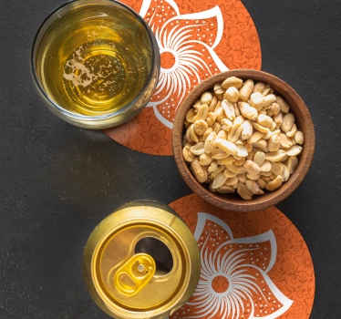 Posavasos cerveza flora naranja elegante - TenVinilo
