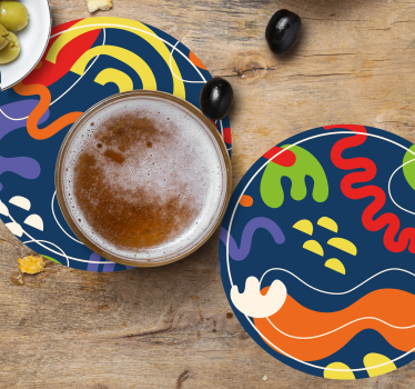 Posavasos cerveza formas geométricas vibrantes - TenVinilo