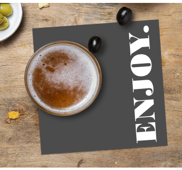 Posavasos cerveza gris oscuro texturizado disfruta - TenVinilo
