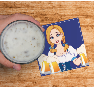 Posavasos cerveza ilustración de bartender alegre - TenVinilo