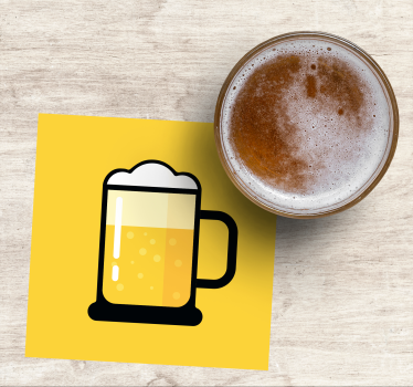 Posavasos cerveza ilustración de jarra amarilla - TenVinilo