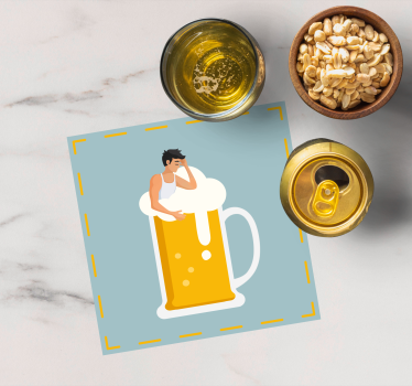 Posavasos cerveza ilustración de taza relajante - TenVinilo