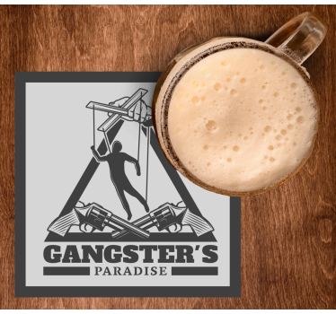 Posavasos cerveza ilustración temática de gánsteres - TenVinilo