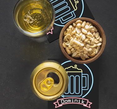 Posavasos cerveza luminoso con nombre - TenVinilo