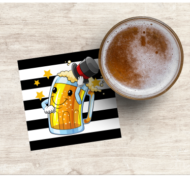 Posavasos cerveza mascota alegre de jarra - TenVinilo