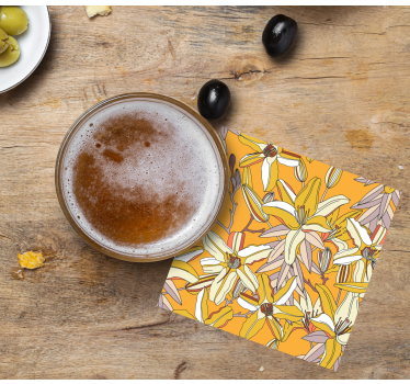 Posavasos cerveza patrón floral vibrante - TenVinilo