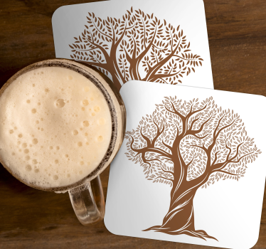 Posavasos cerveza siluetas de Árboles intrincados - TenVinilo