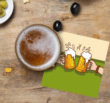 Posavasos cerveza tazas de cerveza chocando - TenVinilo