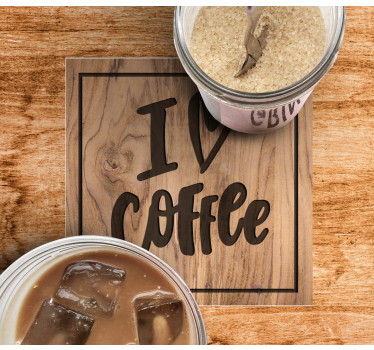 Posavasos con frases amor al café en madera - TenVinilo