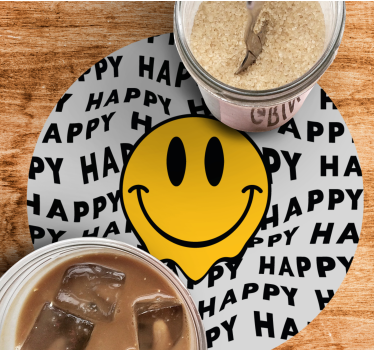 Posavasos con frases cara sonriente con felicidad - TenVinilo