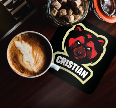 Posavasos con frases emblema de oso con nombre - TenVinilo