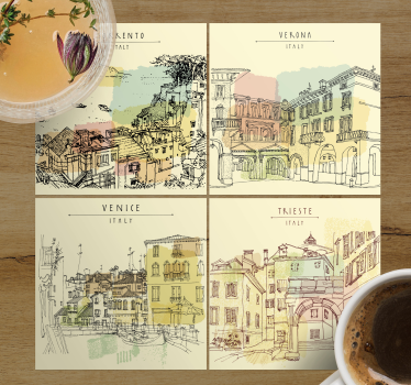 Posavasos con frases paisajes de ciudades italianas - TenVinilo