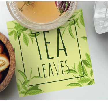 Posavasos con frases patrón de hojas de té - TenVinilo