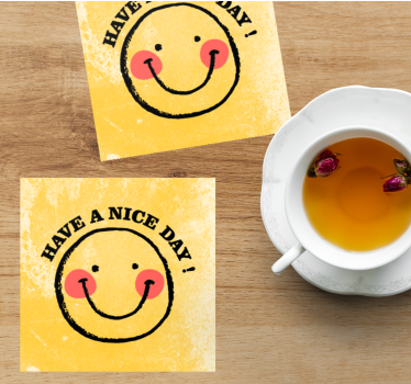 Posavasos con frases sonrisa alegre con saludo - TenVinilo