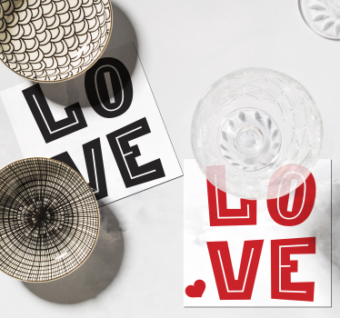 Posavasos con frases tipografía amor en negrita - TenVinilo