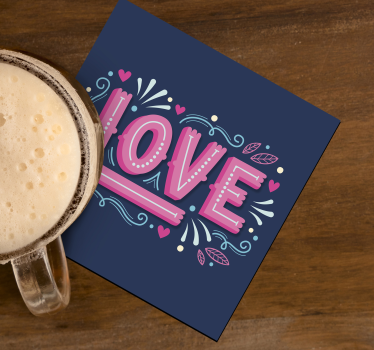Posavasos con frases tipografía amor juguetona - TenVinilo
