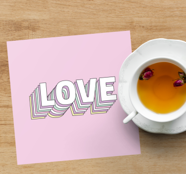 Posavasos con frases tipografía de amor rosa y blanca - TenVinilo