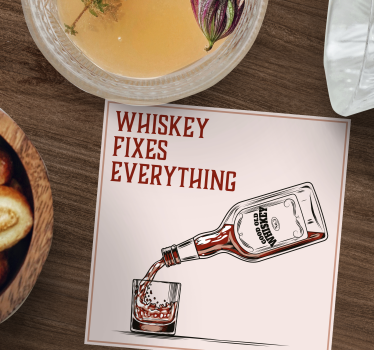 Posavasos con frases visual de vertido de whisky - TenVinilo
