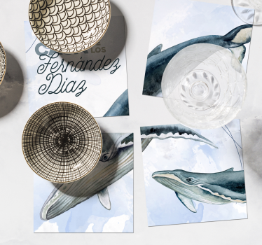 Posavasos con nombre y apellido de ballenas - TenVinilo
