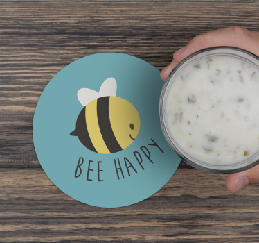 Posavasos con texto Abeja feliz - TenVinilo