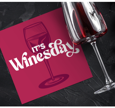 Posavasos con texto Es el dia del vino - TenVinilo