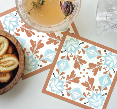 Posavasos de azulejos Azulejos mediterráneos florales - TenVinilo