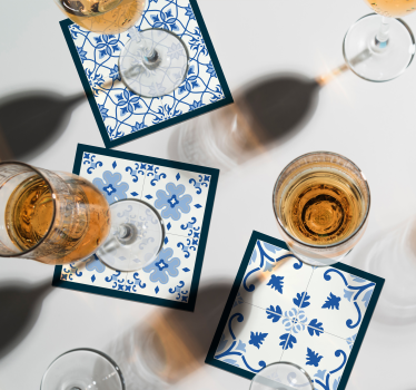 Posavasos de azulejos Conjunto de mosaicos arabescos - TenVinilo