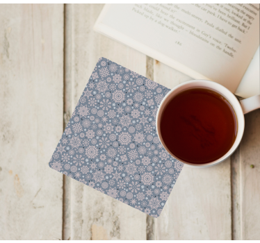 Posavasos de azulejos Patrón de copo de nieve beige, blanco y neg - TenVinilo