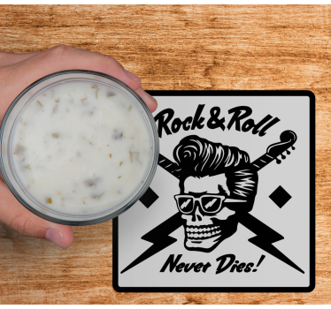 Posavasos de cerveza Rock and roll y nunca morir - TenVinilo