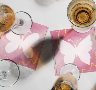 Posavasos de mariposas rosadas - TenVinilo