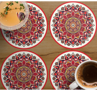 Posavasos de paisley con mandala de tonos rojos - TenVinilo