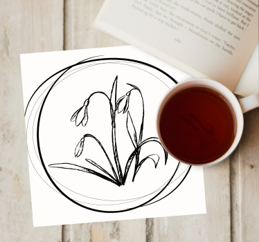 Posavasos dibujo floral elegante - TenVinilo