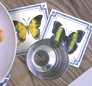 Posavasos elementos de mariposas coloridas - TenVinilo