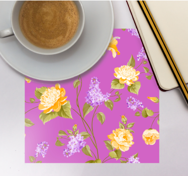 Posavasos estampado floral con rosas amarillas - TenVinilo