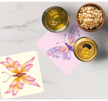 Posavasos frikis con motivos de mariposas vibrantes - TenVinilo