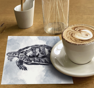 Posavasos frikis ilustración artística de tortuga - TenVinilo
