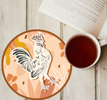 Posavasos frikis ilustración de gallo estilizado - TenVinilo