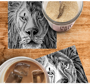 Posavasos frikis ilustración de león detallada - TenVinilo