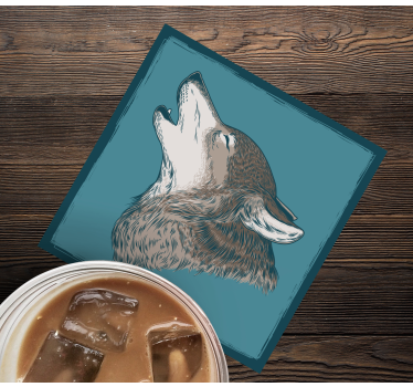 Posavasos frikis ilustración de lobo aullador - TenVinilo