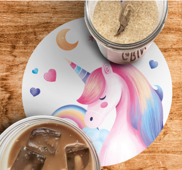Posavasos frikis ilustración de unicornio caprichoso - TenVinilo