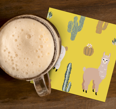 Posavasos frikis llama y patrón de cactus - TenVinilo