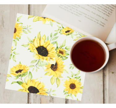 Posavasos frikis motivo floral de girasoles - TenVinilo
