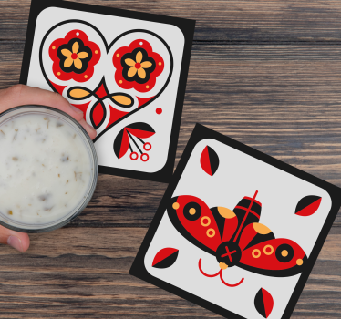 Posavasos frikis motivos de corazón y mariposa - TenVinilo