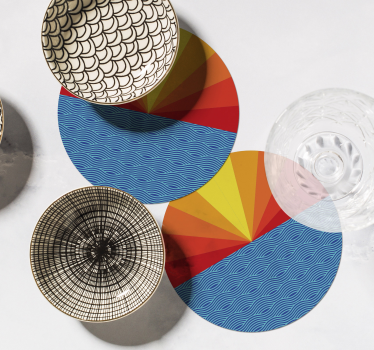 Posavasos frikis patrón de círculos geométricos vibrantes - TenVinilo