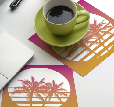Posavasos frikis silueta de atardecer tropical - TenVinilo